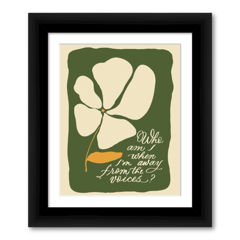 Away From the Voices / Office Mindfulness Art for Working Moms / 8x10 Black Frame