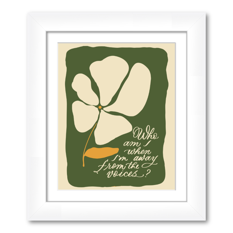 Away From the Voices / Office Mindfulness Art for Working Moms / 8x10 White Frame