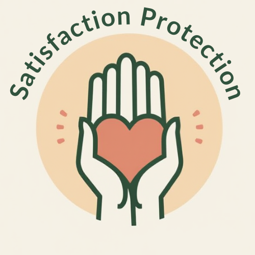 Hands holding a heart with the words Satisfaction Protection circled above for Working Mom Office Art Print